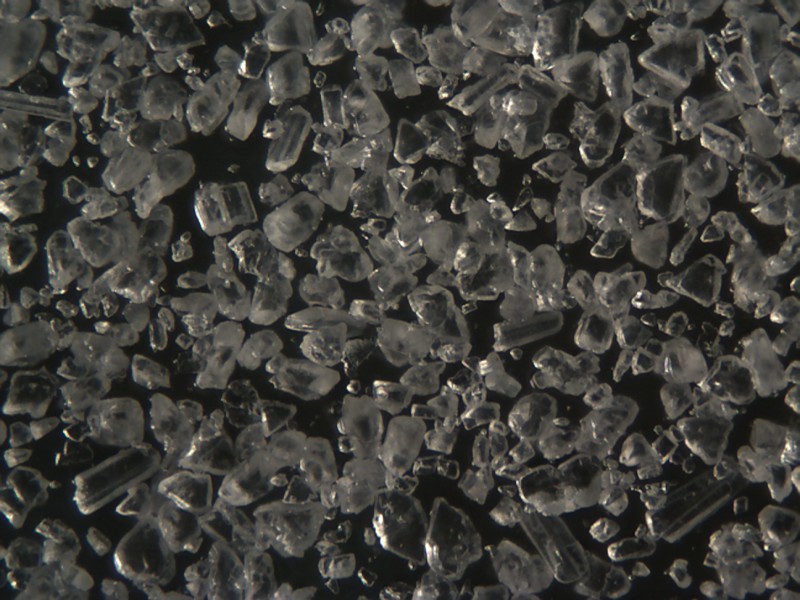 Microscope Picture of Soda Bicarbonate Abrasive Powder Magnification